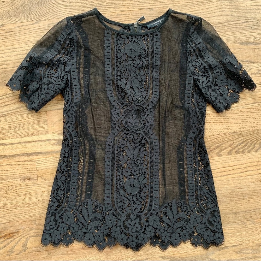 Nanette Lapore black short sleeve lace top